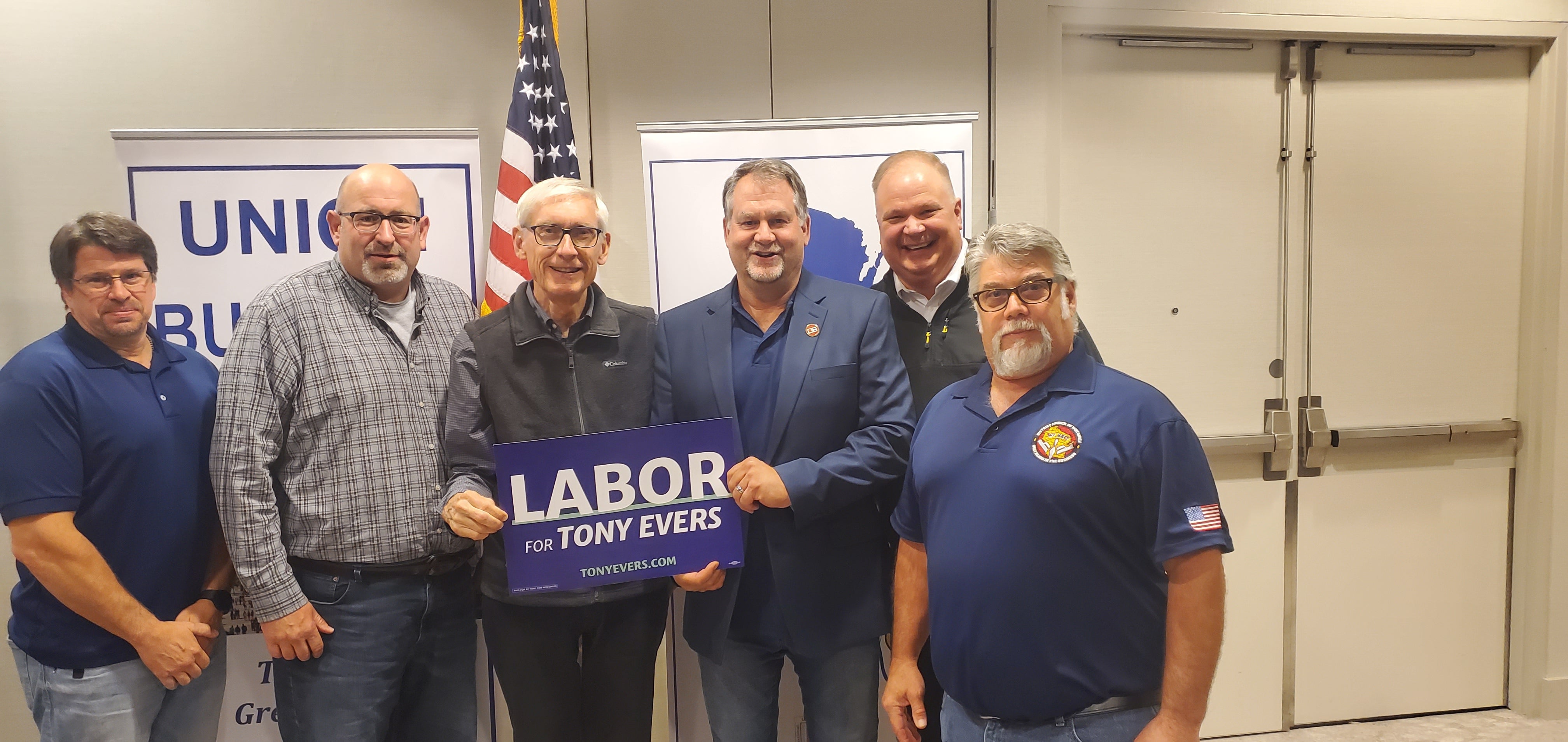 BAC Wisconsin District Council members supporting Governor Tony Evers (D-WI) who won re-election on November 8, 2022.