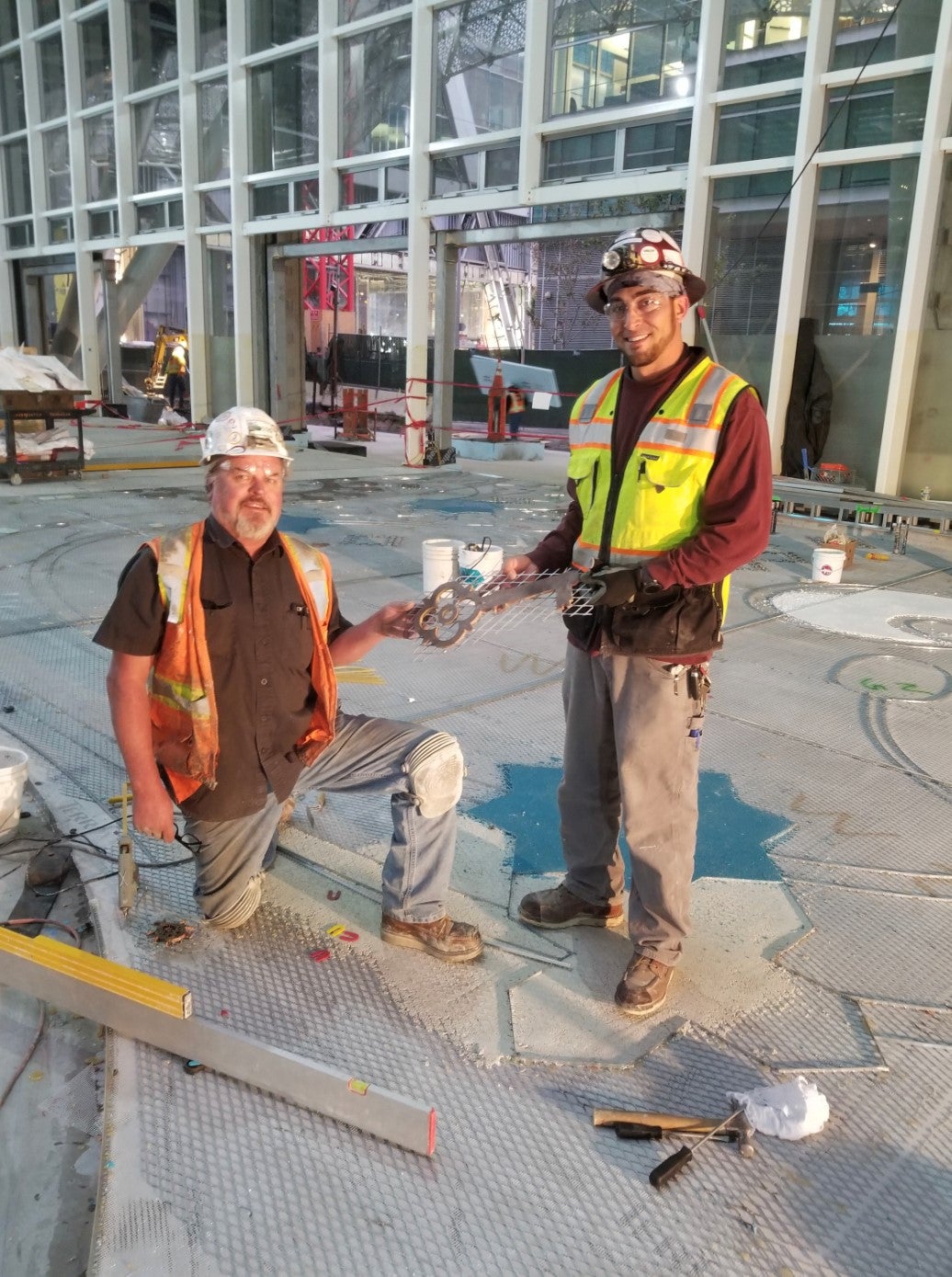 BAC member and project foreman Dan Danielson, left, with Associated Terrazzo co-owner Scott Rocha.
