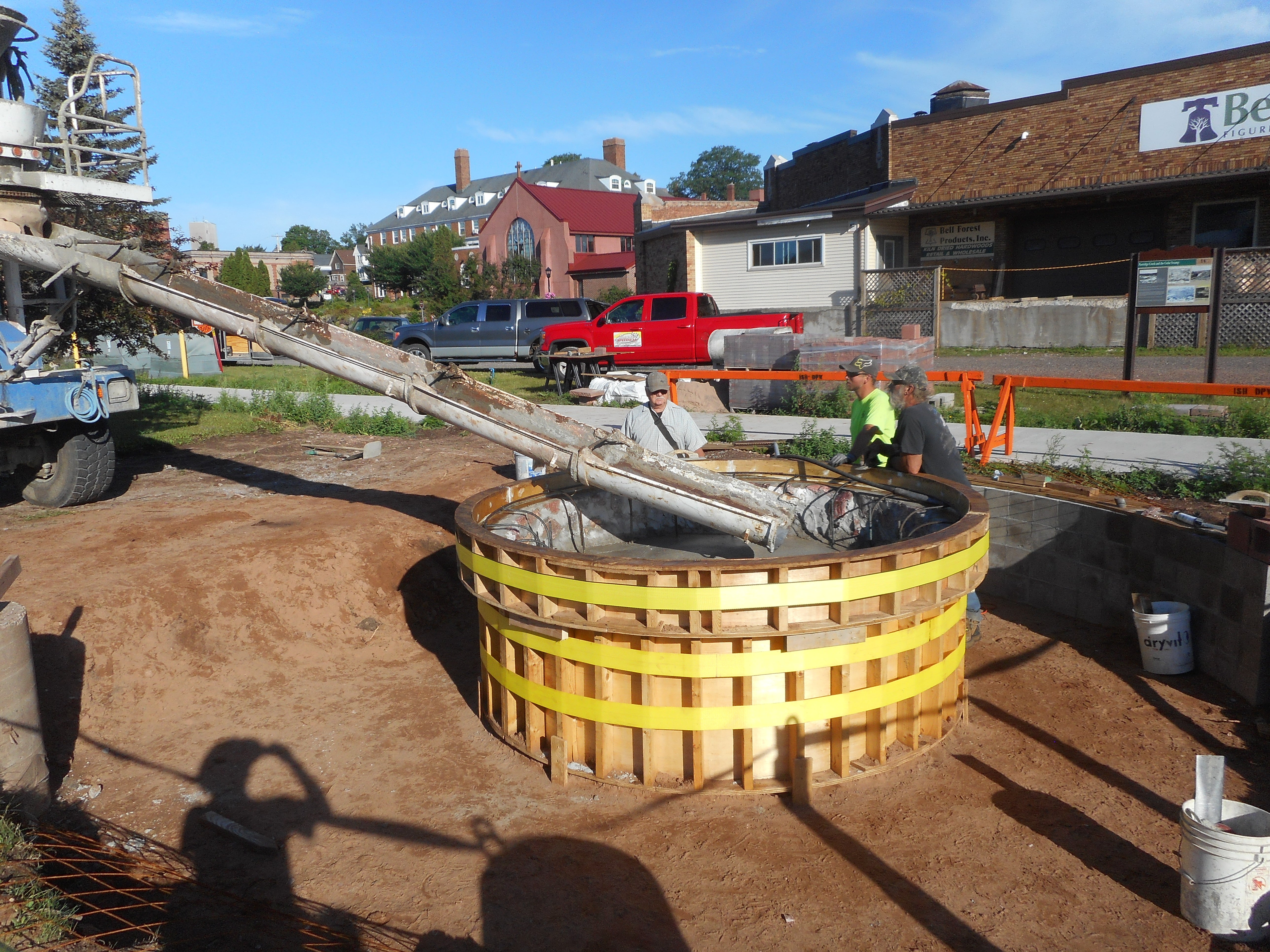 Local 2 MI members pouring concrete to the foundation