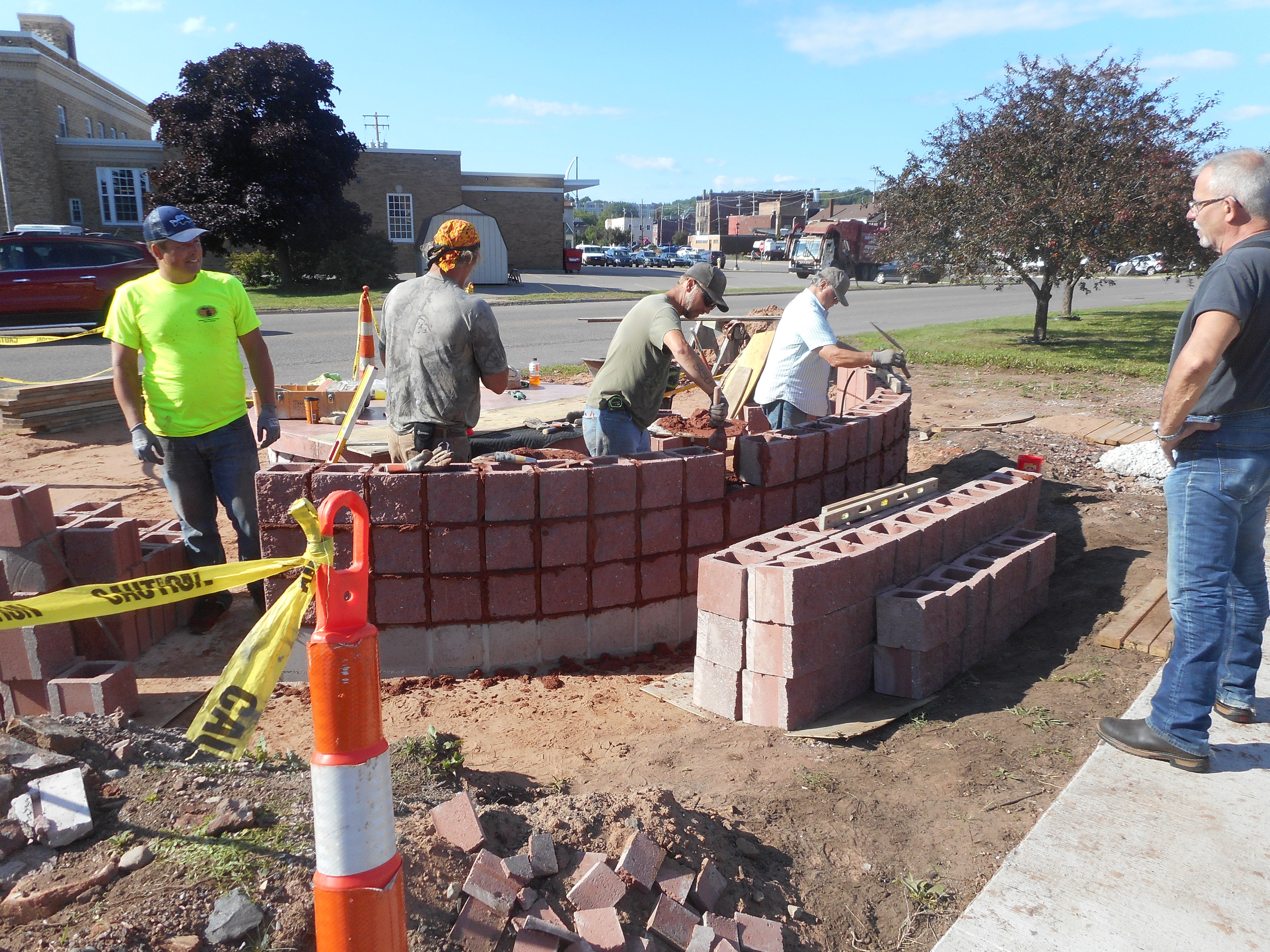 Local 2 Members working on Ishpeming Memorial