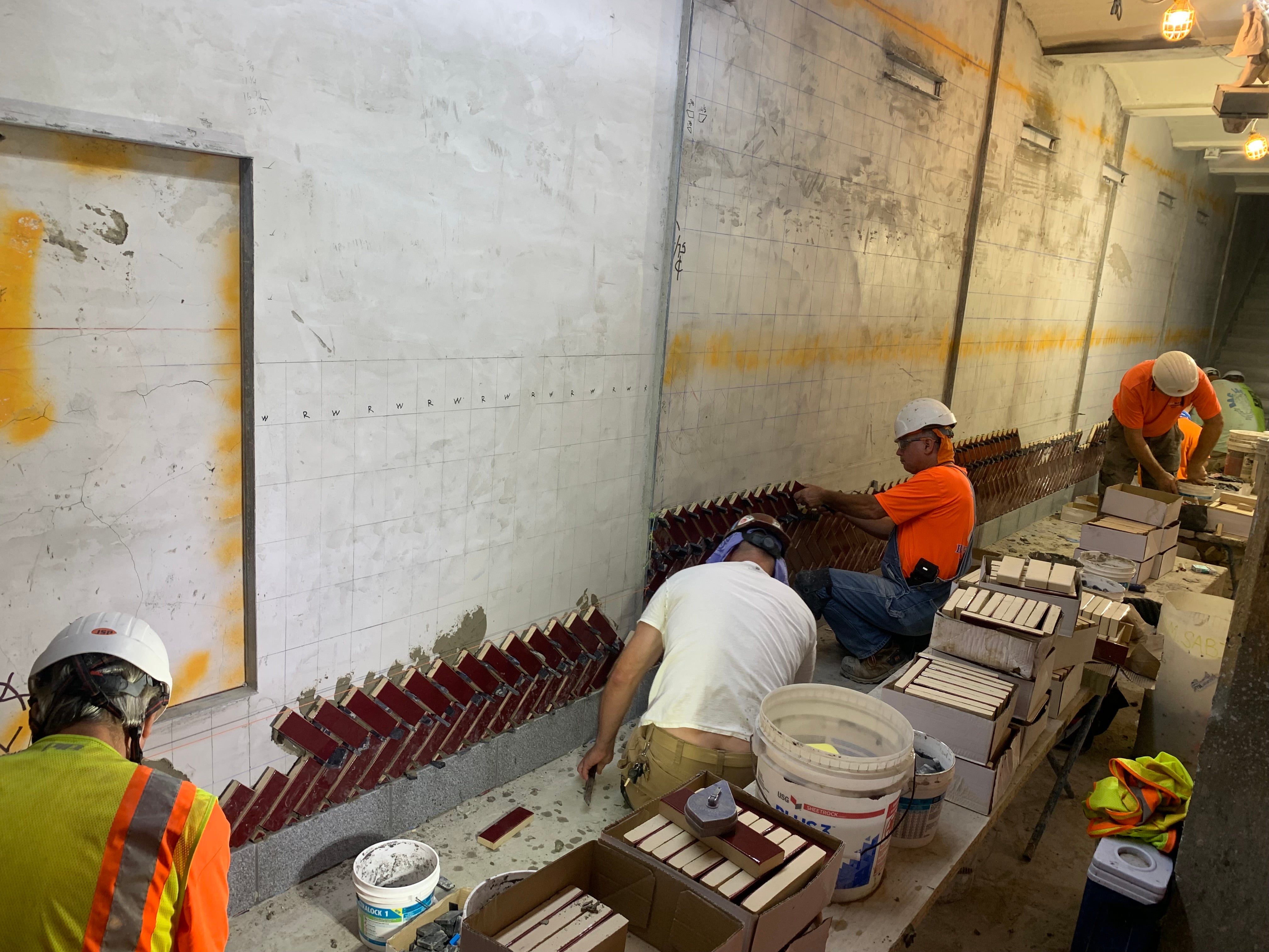 D.M. Sabia workers renovating the 5th Street/ Independence Hall Station, including, from left to right, Local 1 PA/DE members Marty Schlosman, Jim Filon, and Mitch Ward