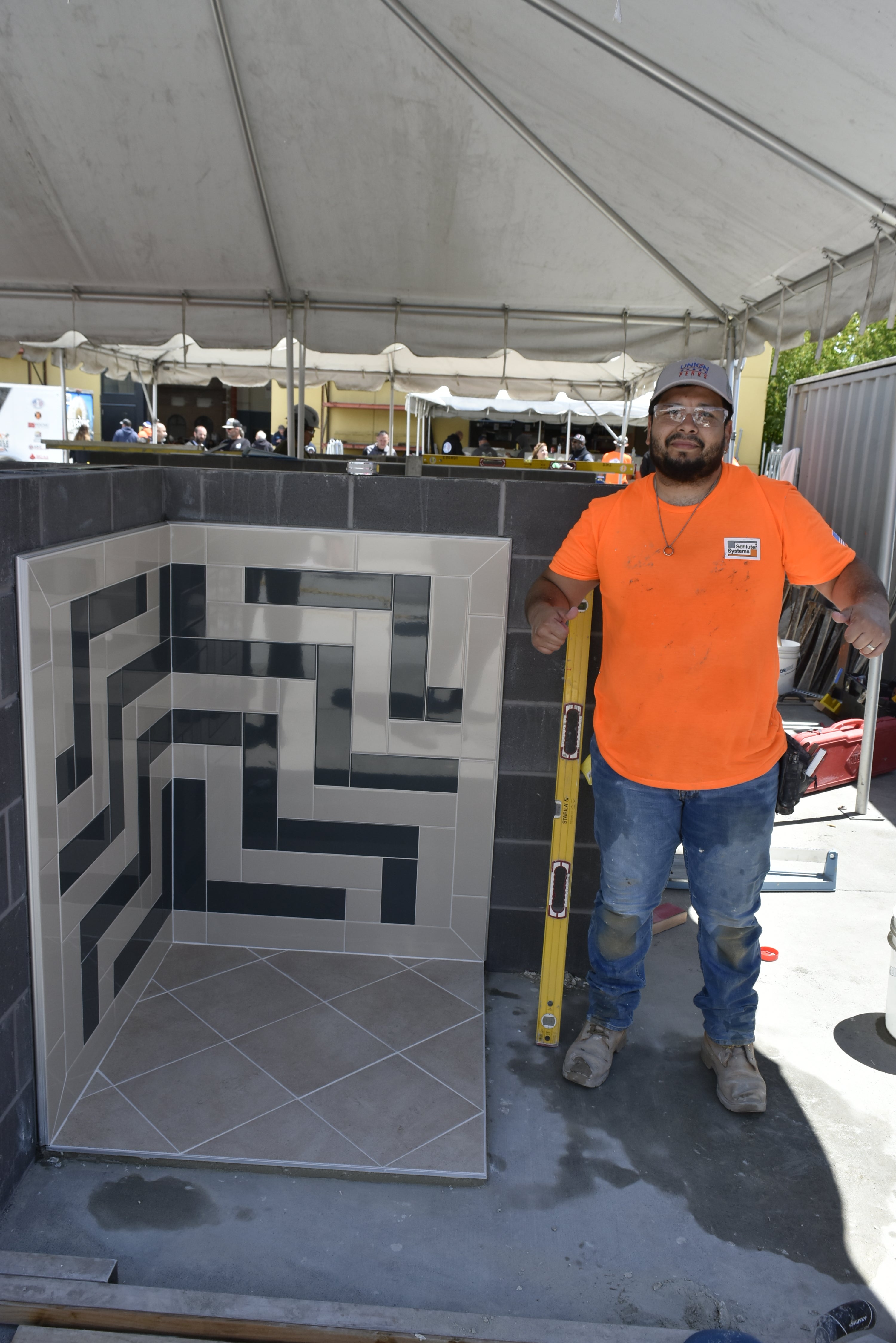 Jesus Angulo during 2024 Western  Region Apprentice Contest, where he would later win first place for tile.